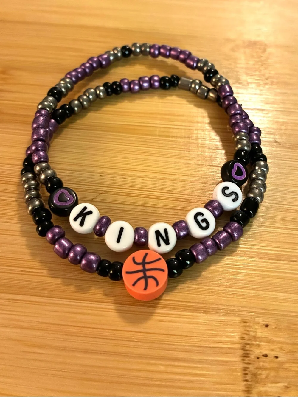 Kings Basketball Beaded Bracelet Set